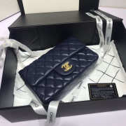 Chanel Flap Bag Lambskin Navy Blue with Gold Hardware 20CM - 2