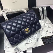 Chanel Flap Bag Lambskin Navy Blue with Gold Hardware 20CM - 4