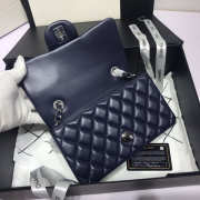 Chanel Flap Bag Lambskin Navy Blue with Silver Hardware 20CM - 3