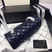 Chanel Flap Bag Lambskin Navy Blue with Silver Hardware 20CM - 5