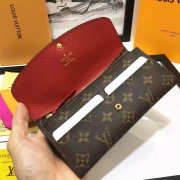 Louis Vuitton Designer Women's Red Wallet in Monogram Canvas Emilie - 4