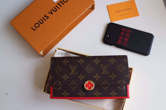 Louis Vuitton Flore Red Wallet Monogram Small Leather M64585 - 1