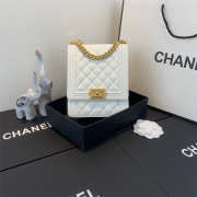 Chanel Boy Hangbag Calfskin White with Gold Hardware AS0130 - 1