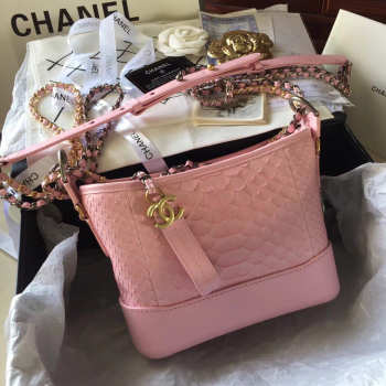 Chanel Gabrielle Snakeskin small hobo bag Pink 20cm