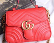 Gucci Marmont mini top Crossbady handle bag with Red 547260 - 5