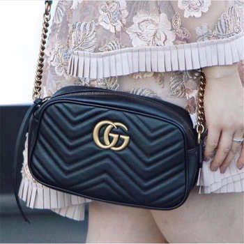 Gucci Marmont small matelassé shoulder Black bag