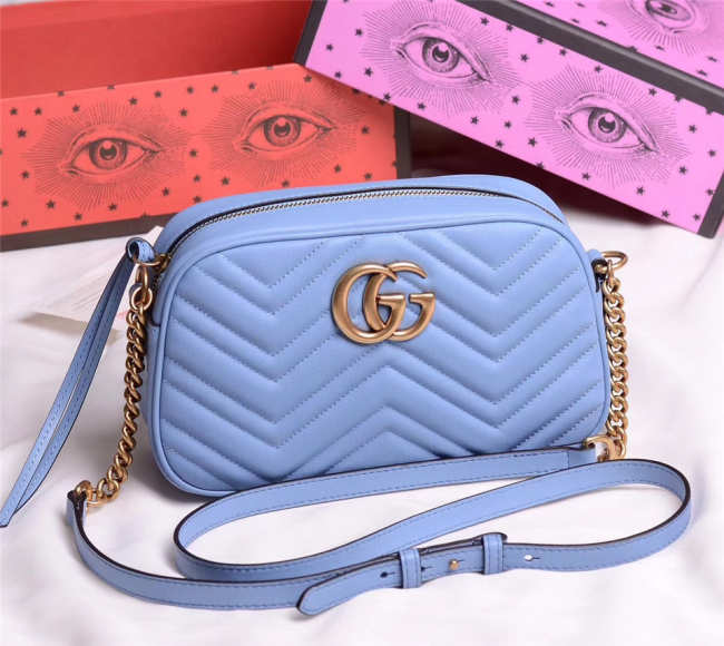 Gucci Marmont small matelassé shoulder Blue bag - 1