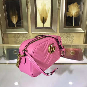 Gucci Marmont small matelassé shoulder Rose Red bag