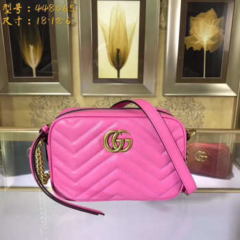 Gucci Marmont matelassé mini bag in Rose Red