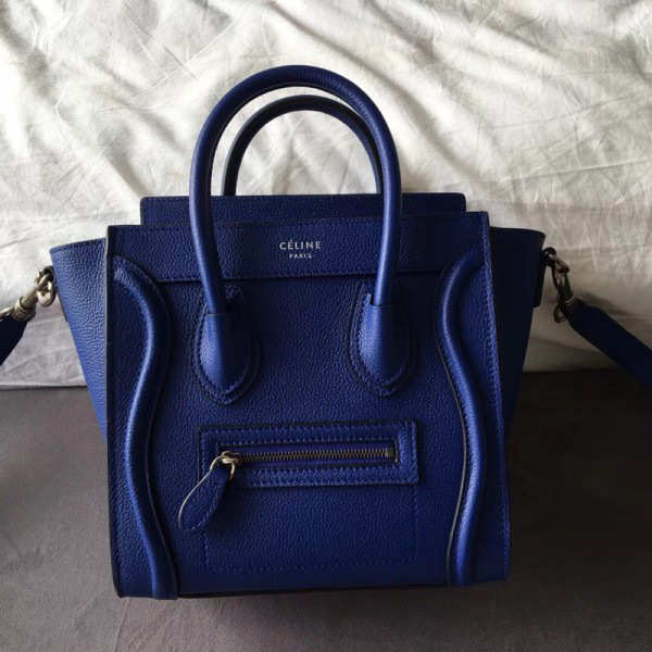 Celine Nano Luggage Calfskin Handbag in Dark Blue - 1