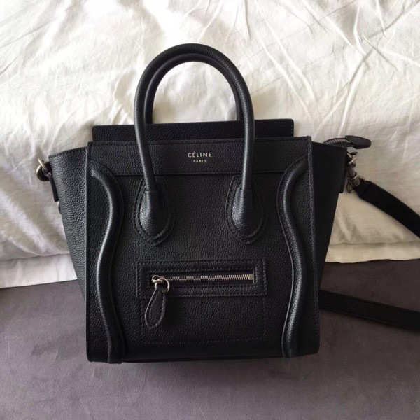 Celine Nano Luggage Calfskin Handbag in Black - 1