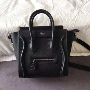 Celine Nano Luggage Calfskin Handbag in Black