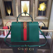 Gucci Sylvie medium top handle bag in Green leather 431665 - 5