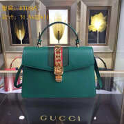 Gucci Sylvie medium top handle bag in Green leather 431665 - 3