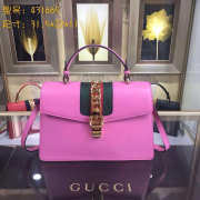 Gucci Sylvie medium top handle bag in Rose Red leather 431665 - 1