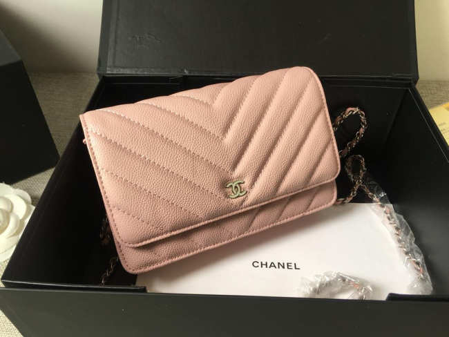 Chanel Flap Bag Calfskin Leather Pink with Silver Hardware - 1