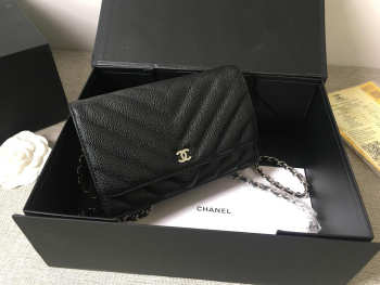 Chanel WOC Bag Calfskin Leather Black with Silver Hardware