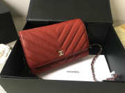 Chanel WOC Bag Calfskin Leather Red with Silver Hardware - 1