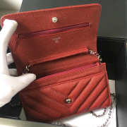 Chanel WOC Bag Calfskin Leather Red with Silver Hardware - 4