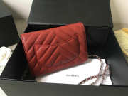 Chanel WOC Bag Calfskin Leather Red with Silver Hardware - 6