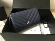 Chanel WOC Bag Calfskin Leather Blue with Silver Hardware - 1