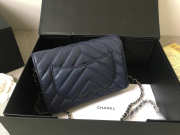 Chanel WOC Bag Calfskin Leather Blue with Silver Hardware - 3