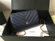 Chanel WOC Bag Calfskin Leather Blue with Gold Hardware - 1