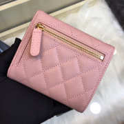 Chanel Calfskin Leather Plain Folding Pink Wallets with Gold Hardware - 4