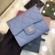 Chanel Plain Folding Blue and Pink Wallets with Gold Hradware - 6