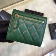 Chanel Calfskin Leather Plain Folding Green Wallets - 5