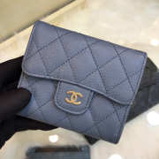 Chanel Calfskin Leather Plain Folding Blue Wallets - 1