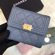 Chanel Lebay Calfskin Leather Plain Folding Light Blue Wallets  - 6