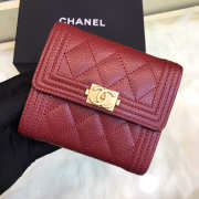 Chanel Lebay Calfskin Leather Plain Folding Red Wallets - 1