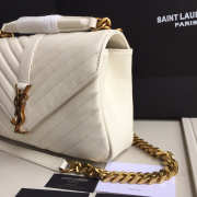 YSL College White Medium Bag with Gold Hardware 24cm - 3