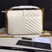 YSL College White Medium Bag with Gold Hardware 24cm - 2