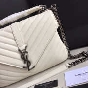 YSL Monogram Saint Laurent College White Medium Bag with Silver Hardware - 2