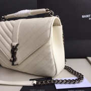 YSL Monogram Saint Laurent College White Medium Bag with Silver Hardware - 4