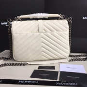 YSL Monogram Saint Laurent College White Medium Bag with Silver Hardware - 6