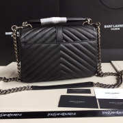 YSL Monogram Saint Laurent College Black Medium Bag with Silver Hardware - 3