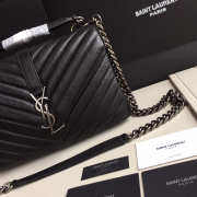 YSL Monogram Saint Laurent College Black Medium Bag with Silver Hardware - 6