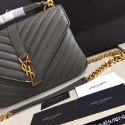 YSL Monogram Saint Laurent College Gray Medium Bag with Gold Hardware - 3