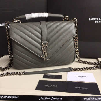 YSL Monogram Saint Laurent College Gray Medium Bag with Silver Hardware