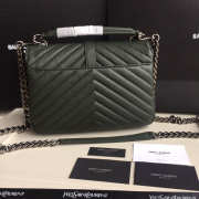 YSL Monogram Saint Laurent College Dark Green Medium Bag with Silver Hardware - 3