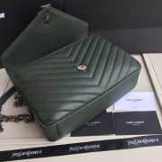 YSL Monogram Saint Laurent College Dark Green Medium Bag with Silver Hardware - 2