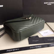 YSL Monogram Saint Laurent College Dark Green Medium Bag with Silver Hardware - 5