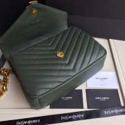 YSL Monogram Saint Laurent College Dark Green Medium Bag with Gold Hardware - 3