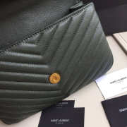 YSL Monogram Saint Laurent College Dark Green Medium Bag with Gold Hardware - 4