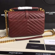 YSL Monogram Saint Laurent College burgundy Medium Bag with Gold Hardware - 3