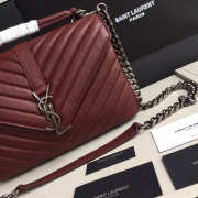 YSL Monogram Saint Laurent College burgundy Medium Bag with Silver Hardware - 1