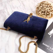 YSL Saint Laurent Blue Bag with Gold Hardare - 4